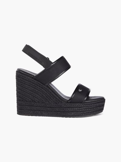 Calvin Klein Cipők HU773007 | Calvin Klein Espadrille Wedge Női Szandál Fekete